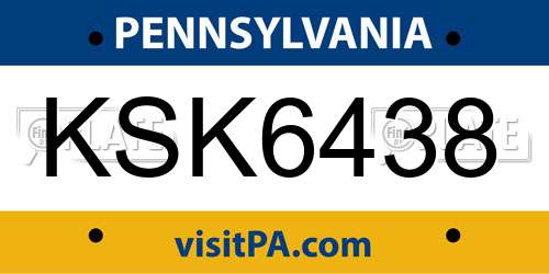 KSK6438 Pennsylvania License Plate