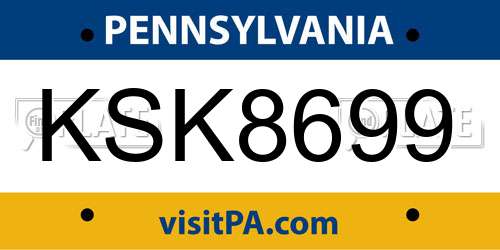 KSK8699 Pennsylvania License Plate