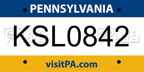 KSL0842 Pennsylvania License Plate
