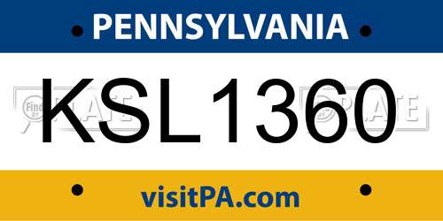 KSL1360 Pennsylvania License Plate