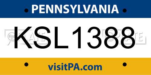 KSL1388 Pennsylvania License Plate