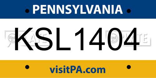 KSL1404 Pennsylvania License Plate