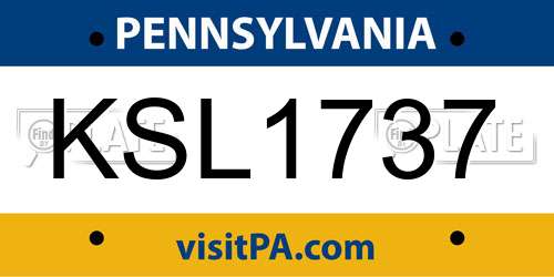 KSL1737 Pennsylvania License Plate