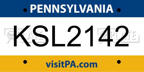 KSL2142 Pennsylvania License Plate