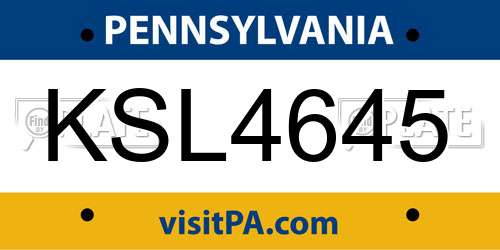 KSL4645 Pennsylvania License Plate