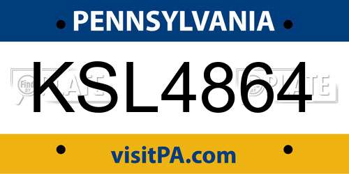 KSL4864 Pennsylvania License Plate
