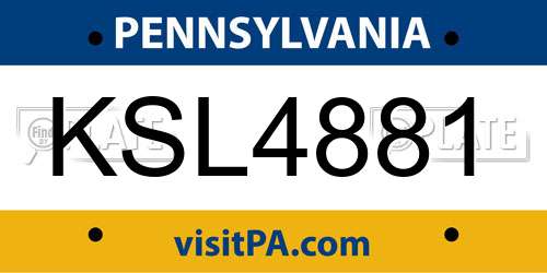 KSL4881 Pennsylvania License Plate