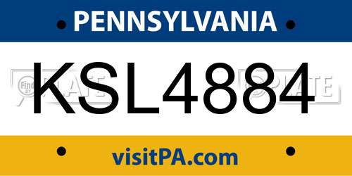 KSL4884 Pennsylvania License Plate