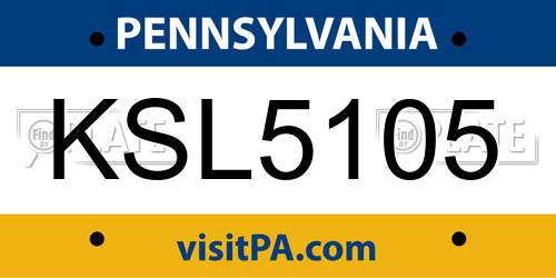 KSL5105 Pennsylvania License Plate