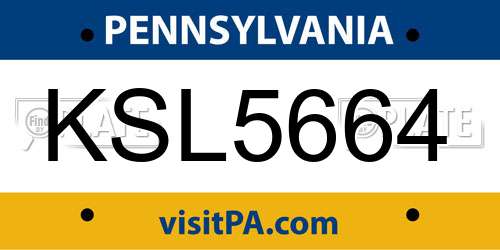 KSL5664 Pennsylvania License Plate
