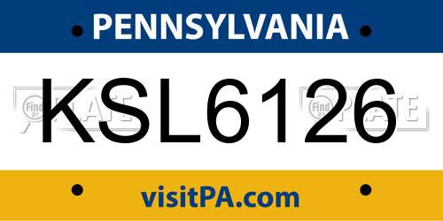 KSL6126 Pennsylvania License Plate