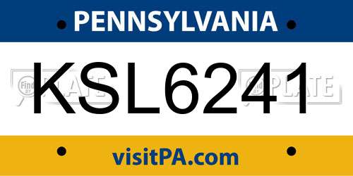 KSL6241 Pennsylvania License Plate