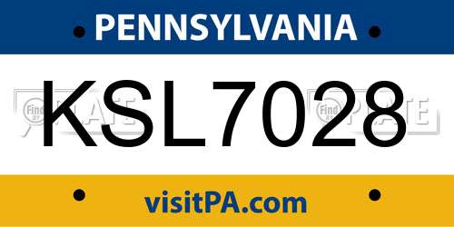 KSL7028 Pennsylvania License Plate