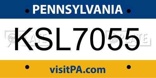 KSL7055 Pennsylvania License Plate
