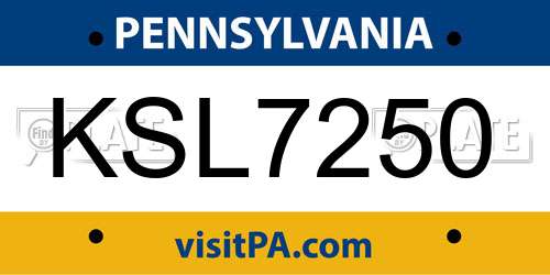 KSL7250 Pennsylvania License Plate