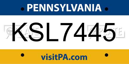 KSL7445 Pennsylvania License Plate