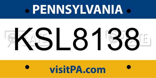 KSL8138 Pennsylvania License Plate