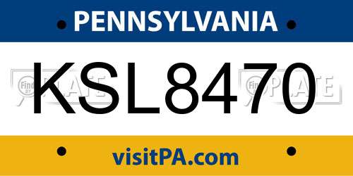 KSL8470 Pennsylvania License Plate