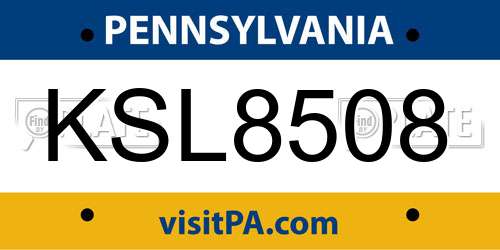 KSL8508 Pennsylvania License Plate