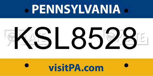 KSL8528 Pennsylvania License Plate