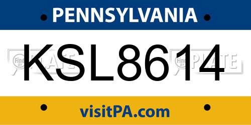 KSL8614 Pennsylvania License Plate