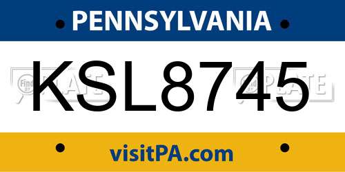 KSL8745 Pennsylvania License Plate
