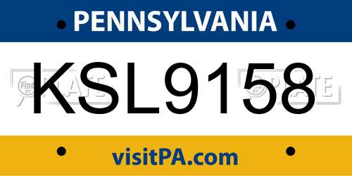 KSL9158 Pennsylvania License Plate