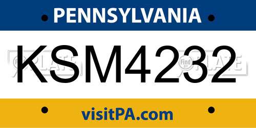KSM4232 Pennsylvania License Plate