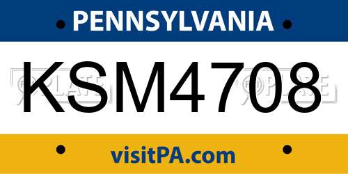 KSM4708 Pennsylvania License Plate