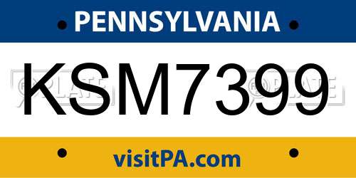 KSM7399 Pennsylvania License Plate