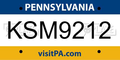 KSM9212 Pennsylvania License Plate