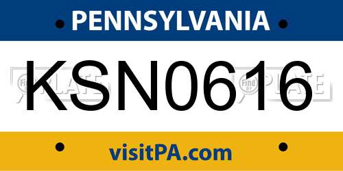 KSN0616 Pennsylvania License Plate