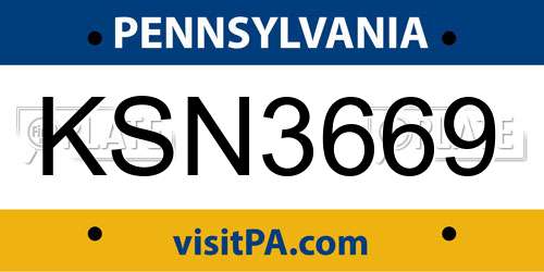 KSN3669 Pennsylvania License Plate