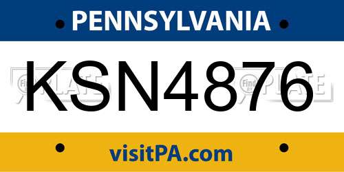 KSN4876 Pennsylvania License Plate