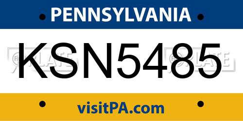 KSN5485 Pennsylvania License Plate