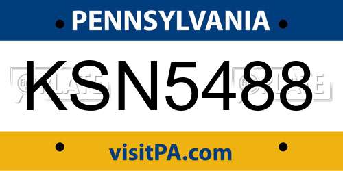 KSN5488 Pennsylvania License Plate