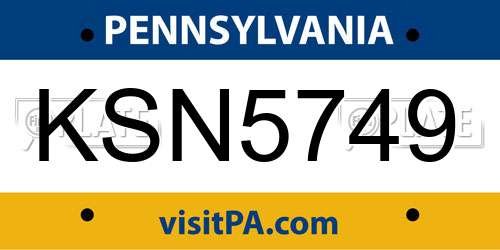 KSN5749 Pennsylvania License Plate