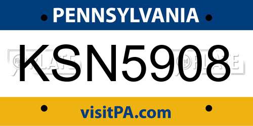 KSN5908 Pennsylvania License Plate