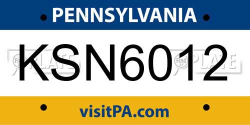 KSN6012 Pennsylvania License Plate
