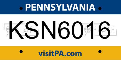 KSN6016 Pennsylvania License Plate