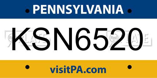KSN6520 Pennsylvania License Plate
