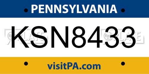 KSN8433 Pennsylvania License Plate
