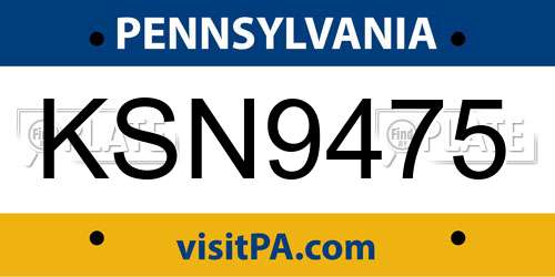 KSN9475 Pennsylvania License Plate