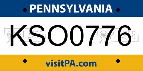 KSO0776 Pennsylvania License Plate