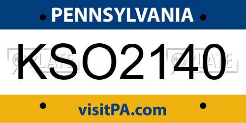 KSO2140 Pennsylvania License Plate