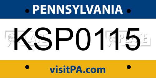 KSP0115 Pennsylvania License Plate