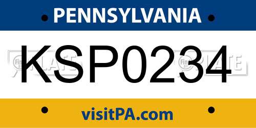 KSP0234 Pennsylvania License Plate