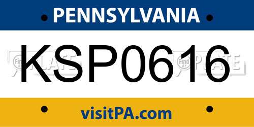 KSP0616 Pennsylvania License Plate