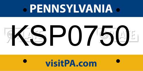 KSP0750 Pennsylvania License Plate