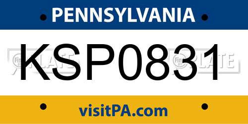 KSP0831 Pennsylvania License Plate